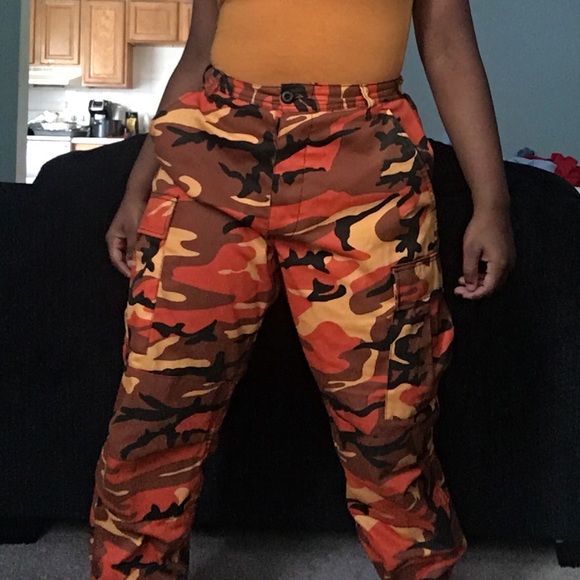 Orange Camo Fashion Pants - Picture 3 of 5